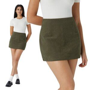 HALARA High Waist 2 In 1 Corduroy Green Mini Skort Skirt Various Sizes NWT